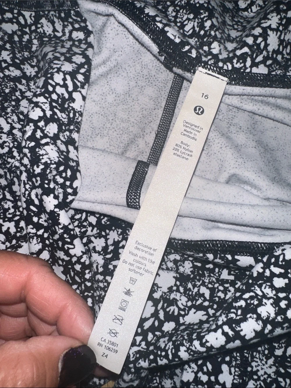 lululemon athletica Black and White Floral Print Leggings